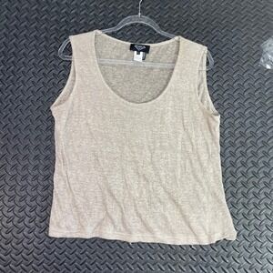 Vintage Angel‎ Apparel Beige 100% Linen Tank Top Women's Size Large Casual Wear